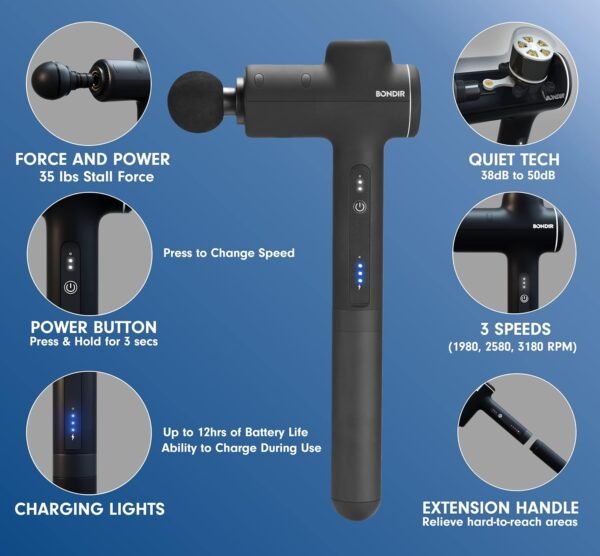 R2 Massage Gun - Percussion Deep Tissue Back Massager with Extension Handle - Image 5
