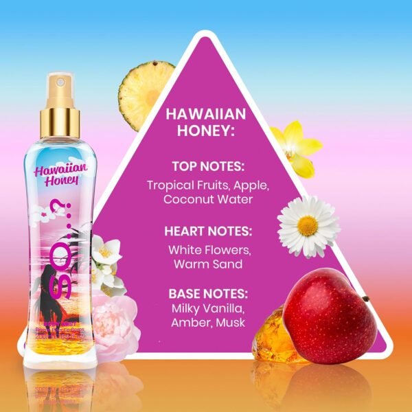 So…? Hawaiian Honey Body Mist - Floral and Vanilla Scented Perfume for Women - Ideal Gifts for Women - Long Lasting Body Spray for Women - 6.9 oz - Image 3