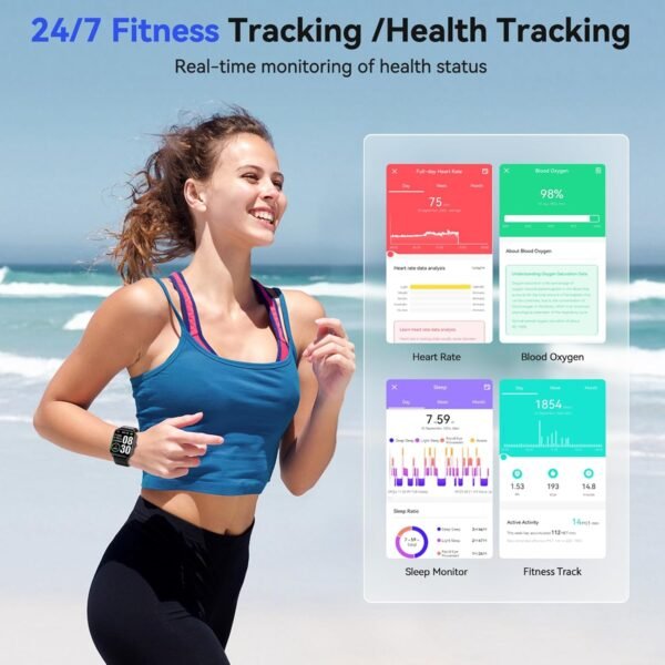 Smart Watch(Answer/Make Call), 1.85'' HD Smartwatch for Men Women, 2025 Fitness Tracker with 100+ Sport Modes, Heart/Sleep Monitor/Pedometer IP68 Waterproof Fitness Watch for Android iOS - Image 5