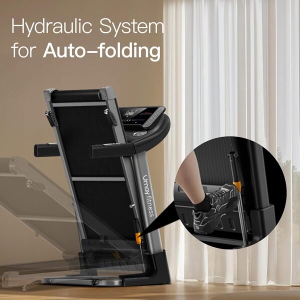 UMAY Fitness Home Auto Folding 3 Level Incline Treadmill with Pulse Sensors, 3.0 HP Quiet Brushless, 8.7 MPH, 300 lbs Capacity - Image 4