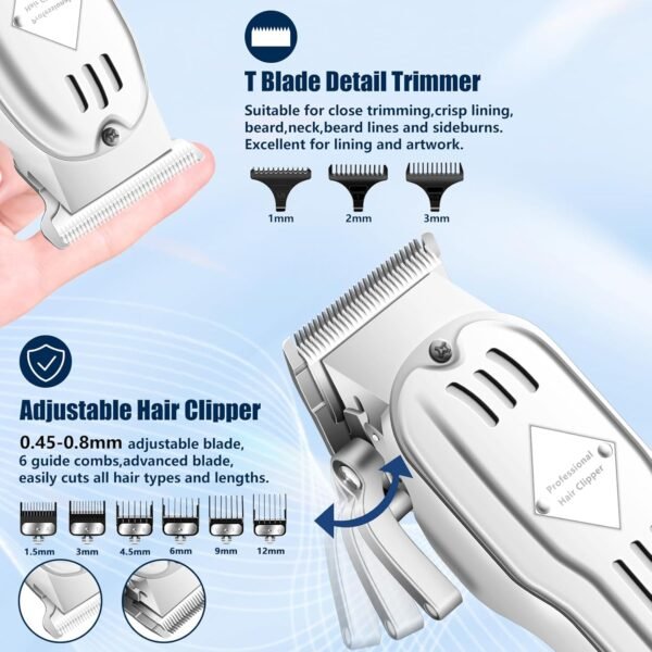 SUNNOW Hair Clippers Professional Cordless for Men, Electric Foil Shavers Razor & Beard Hair Trimmer Kit, Rechargeable Hair Cut Machines Fade Clippers Set, 3 in1 Beard Trimming Kit for Home, Barber - Image 3
