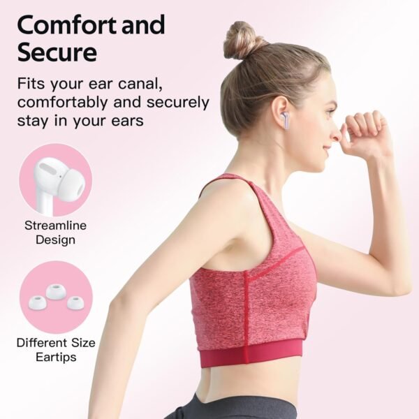 TAGRY Bluetooth Headphones True Wireless Earbuds 60H Playback LED Power Display Earphones with Wireless Charging Case IPX5 Waterproof in-Ear Ear buds with Mic for TV Smart Phone Laptop Computer Sports - Image 8