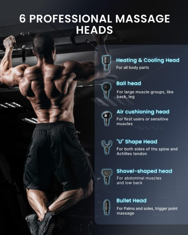 RENPHO Massage Gun Deep Tissue with Heat and Cold, FSA HSA Eligible Percussion Muscle Massage Gun Bluetooth, Handheld Massager Gun, Power+ Thermacool - Image 9