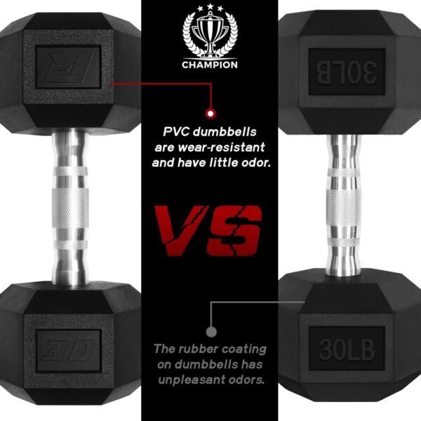 RitFit 5-650 LBS PVC Encased Hex Dumbbell Sets with Optional Rack for Home Gym, Hand weight with Chrome Handle for Strength Training, Workouts - Image 3