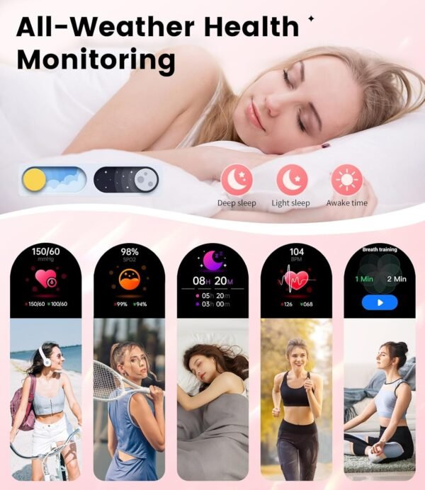 LIGE Smart Watches for Women (Answer/Make Call) with Diamonds，1.19” AMOLED Smartwatch with Heart Rate/SpO2/Sleep Monitor,IP68 Waterproof Fitness Tracker 111 Sport Modes Pedometer for Android iOS,Gold - Image 5