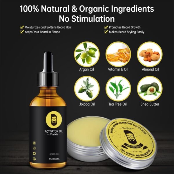 Beard Grooming Kit - Men's Christmas Stocking Stuffer With Brush, Comb, Balm, Growth Oil, Scissors - Image 4