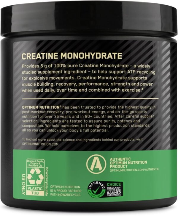Optimum Nutrition Micronized Creatine Monohydrate Powder, Unflavored, 60 Servings, 300 Grams (Packaging May Vary) - Image 9