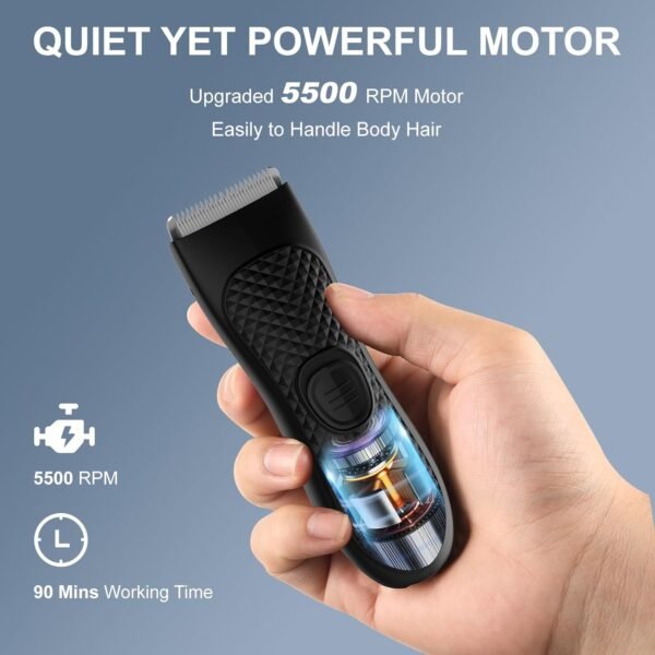 Unisex Hair Trimmer, Matt Black, for Trimming, Shaving, Body, 90mins Battery Power, IPX7 Waterproof - Image 4