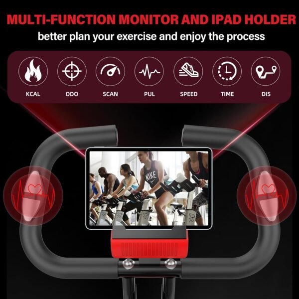 Folding Exercise Bike with Arm & Leg Band, Foldable Stationary Bike for Seniors, Recumbent Exercise Bike for Home, Pluse Sensor, Back Rest, Large Seat, 330lbs Max Weight - Image 5