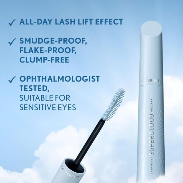 CoverGirl Lash Blast Supercloud, 800 Super Black, Mascara, Long-Lasting, Doesn't Clump, Doesn't Smudge, Doesn't Flake, Vegan Mascara, 0.33oz - Image 6