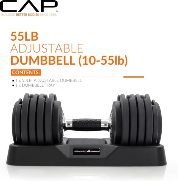 CAP Barbell ADJUSTABELL Adjustable Dumbbell Weights - Singles| 25 & 55 lb Single Weight Option - Image 3