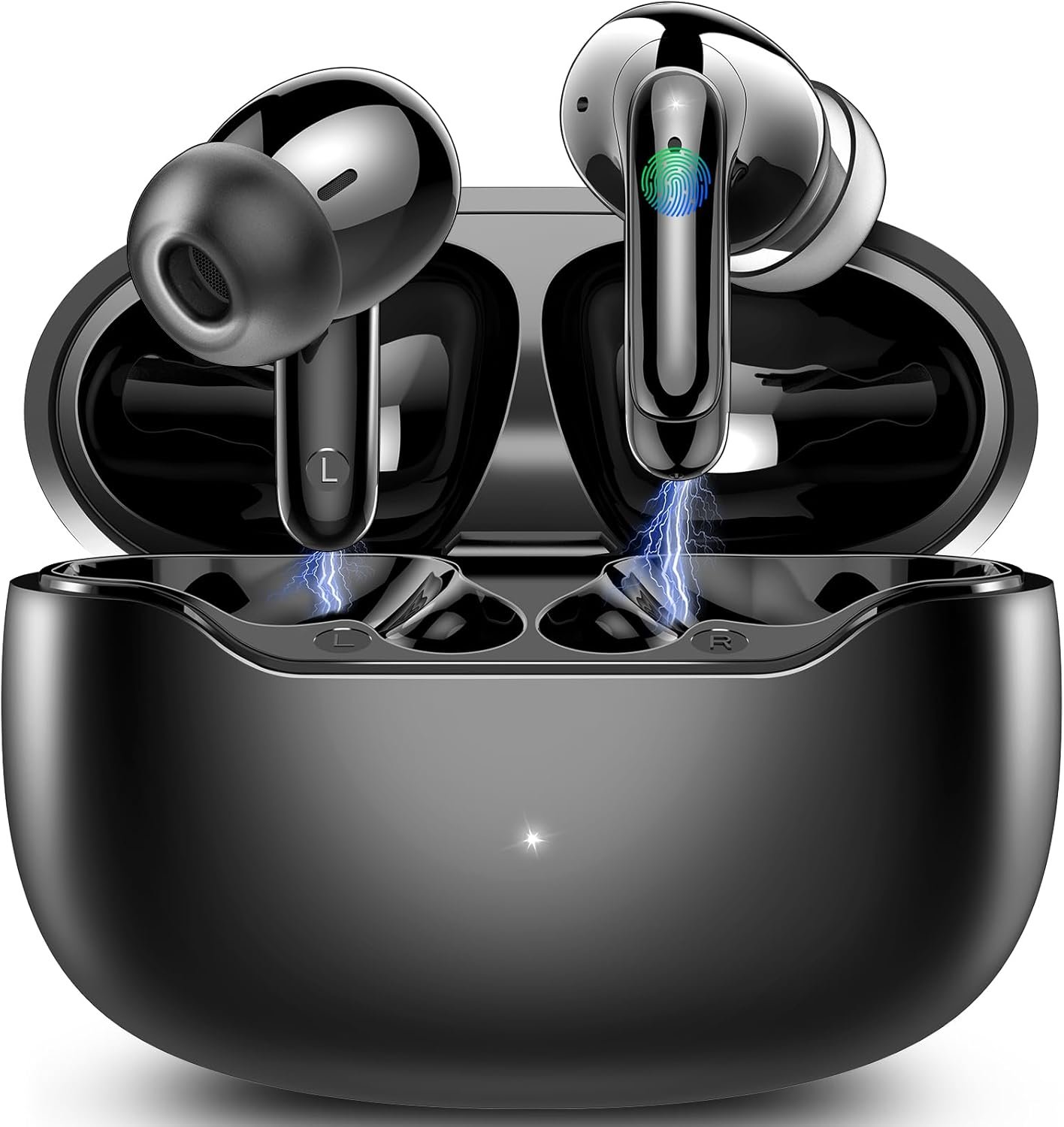 Wireless Earbuds Bluetooth 5.4 Headphones, 48hrs Playback IPX7 Waterproof Ear Buds in-Ear Stereo Bass Bluetooth Earbuds with ENC Microphone for iOS/Android Sports Workout, Black - Image 2