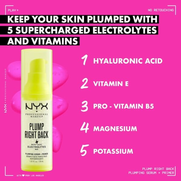 NYX PROFESSIONAL MAKEUP Plump Right Back Plumping Serum & Primer, With Hyaluronic Acid - Image 4