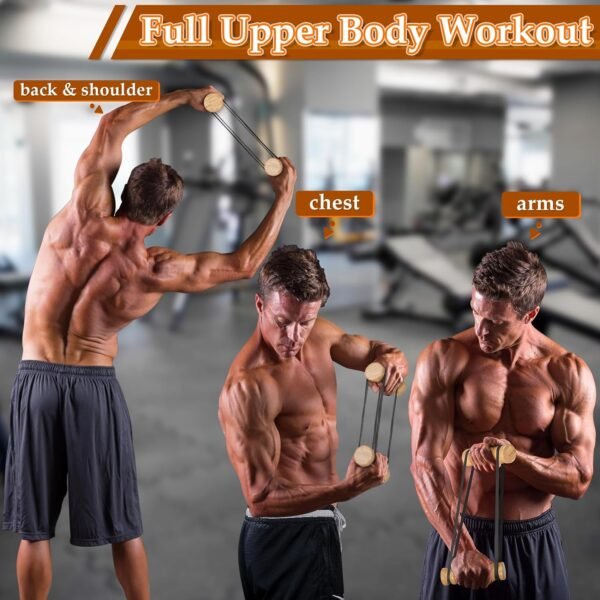 Rip Stick Efficient Upper Body Workout Equipment Home Gym, Adjustable Resistance Bands with Wooden Handles, Portable Exercise Equipment, Joint-Friendly, 8 Rip Stick Bands Included - Image 3