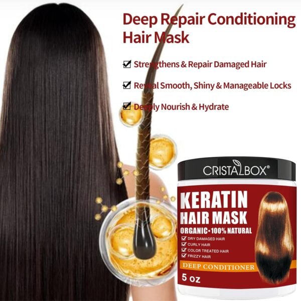 2 Pack Collagen Hair Mask & Keratin Hair Mask,Keratin Hair Treatment,Hydrating Argan Oil Hair Repair Treatment Deep Conditioner Hair Mask for Dry Hair,Collagen with Biotin Hair Treatment Mask - Image 6