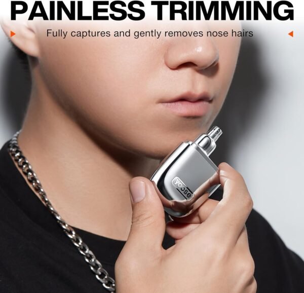 Nose Hair Trimmer, Alloy Rechargeable Nose Hair Trimmer for Men Women, IPX7 Waterproof, Detachable Head, Easy to Clean, Portable Travel Size Nose Trimmer, Dual Edged Blades, Painless, Silver - Image 8