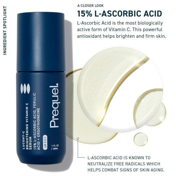 Prequel Skin - Lucent-C Vitamin C Facial Serum - L-Asorbic Acid and Ferulic Acid Face Treatment - 1 Fl Oz - Image 8