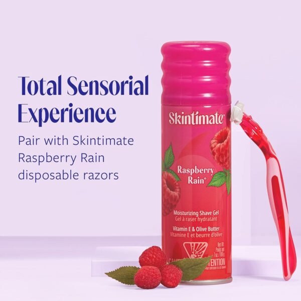 Skintimate Raspberry Rain Shave Gel for Women, 3 Pack | Skintimate Shaving Cream for Women, Womens Shaving Cream, Shave Cream, Shaving Foam, Womens Shave Gel, Pack of 3, 7oz each - Image 5