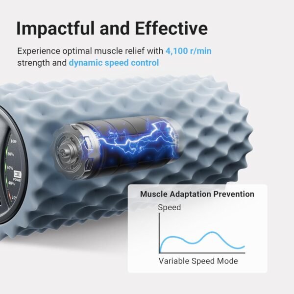 Vibrating Foam Roller, 5-Speed Back Roller Foam for Back Pain, High-Density Massage Roller for Muscles, Deep Tissue Foam Roller for Back, Muscle Massage, Exercise, Physical Therapy, Gray - Image 3