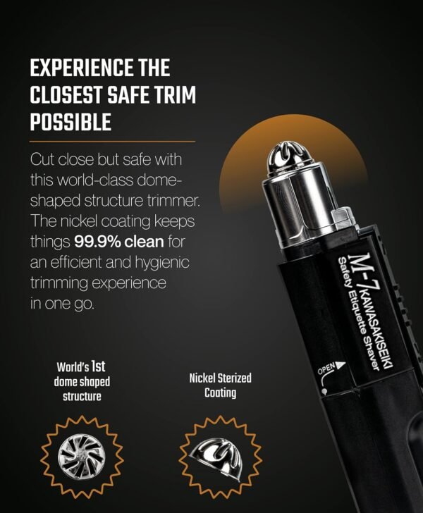 M-7 Nose Hair Trimmer – Multifunctional Nose, Ears and Eyebrows Hair Trimmer for Men with Nickel Sterilized Coating and Self-Cleaning Water Resistant Design – Travel Pouch Included - Image 9