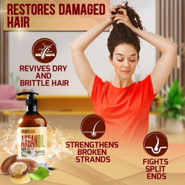 Moroccan Argan Oil Shampoo - Sulfate SLS Paraben Free Moisturizing Treatment for Women and Men - For All Types Including Curly, Dry, Damaged and Oily Hair - Hydrating and Nourishing - Salon Grade - Image 7