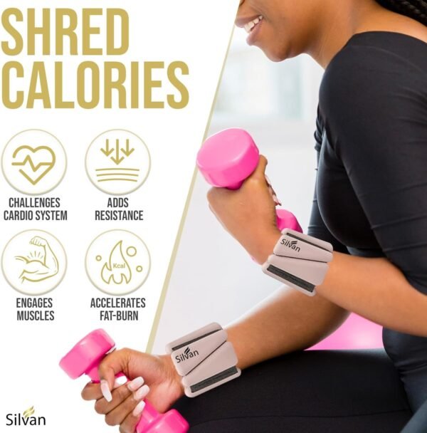 Wrist weights bangles set of two (1lb each)Ankle Weights for Women - 1lb Pair | Adjustable Wrist and Ankle Bangles for Yoga, Walking, Running, Barre, Pilates, Cardio & Aerobics | Premium Weighted Bands for Men & Women | Home & Gym Workouts - Image 3