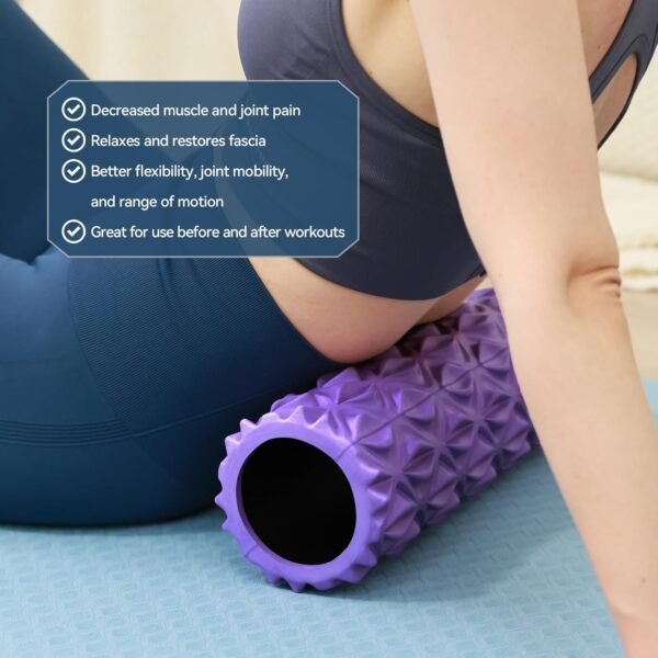 Foam Roller, 15inch Deep Tissue Massager for Muscle Massage, Myofascial Trigger Point Release, Exercise, Yoga, Pilates(Purple) - Image 5