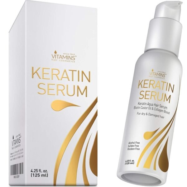 Vitamins Keratin Protein Hair Serum - Anti Frizz Control Hair Oil Repair Treatment - Gloss Shine & Heat Protectant for Frizzy Dry Damaged Locks - Image 2