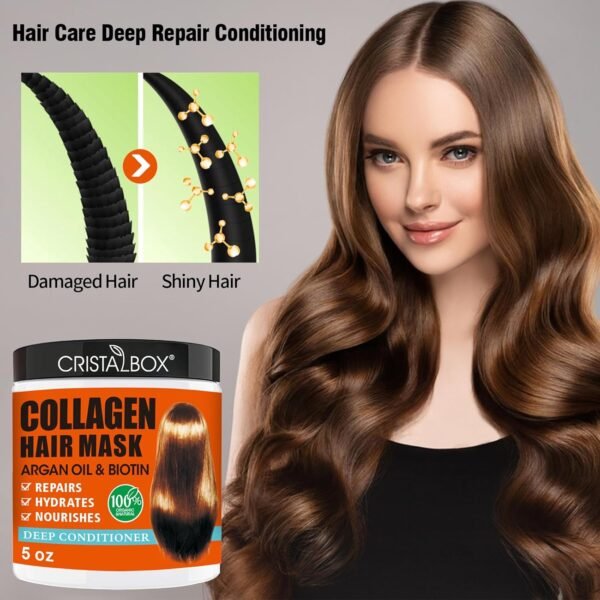 2 Pack Collagen Hair Mask & Keratin Hair Mask,Keratin Hair Treatment,Hydrating Argan Oil Hair Repair Treatment Deep Conditioner Hair Mask for Dry Hair,Collagen with Biotin Hair Treatment Mask - Image 5