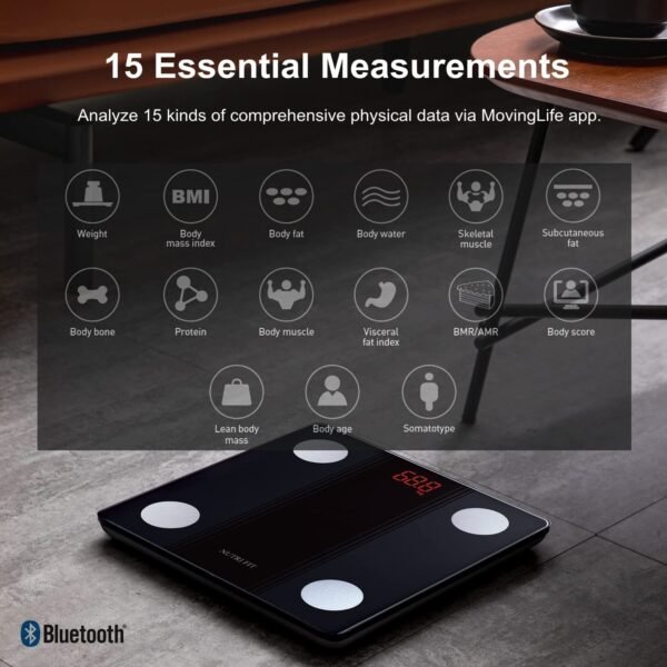 NUTRI FIT Bathroom Scale Smart Digital Bluetooth Scales for Body Weight, Body Fat, BMI Body Composition Analyzer Weighing Scale with High Precision Measurements Sync APP Heavy Duty 330lbs - Image 3