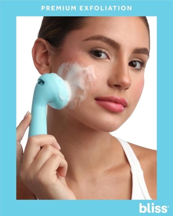 Bliss Facial Cleansing Brush - Electric Silicone Face Scrubber - Facial Massaging and Rejuvenating Skin Scrubber with 4 Modes, Size, Light Blue - Image 3