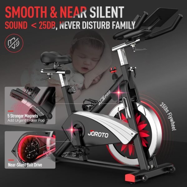 JOROTO X2|X2PRO Exercise Bike, X4S Bluetooth Stationary Indoor Cycling Bike with Readable 100 Levels Magnetic Resistance, Plus 12.6 inch Tablet Bracket Exercise Bikes for Home - Image 6