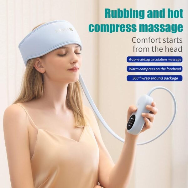 Head Massager,Scalp Massager,Relief Headaches,Fatigue,Stress,Sleep aid,Hangover with Airbag Kneading,Constant Temperature Hot Compress for Head - Image 3