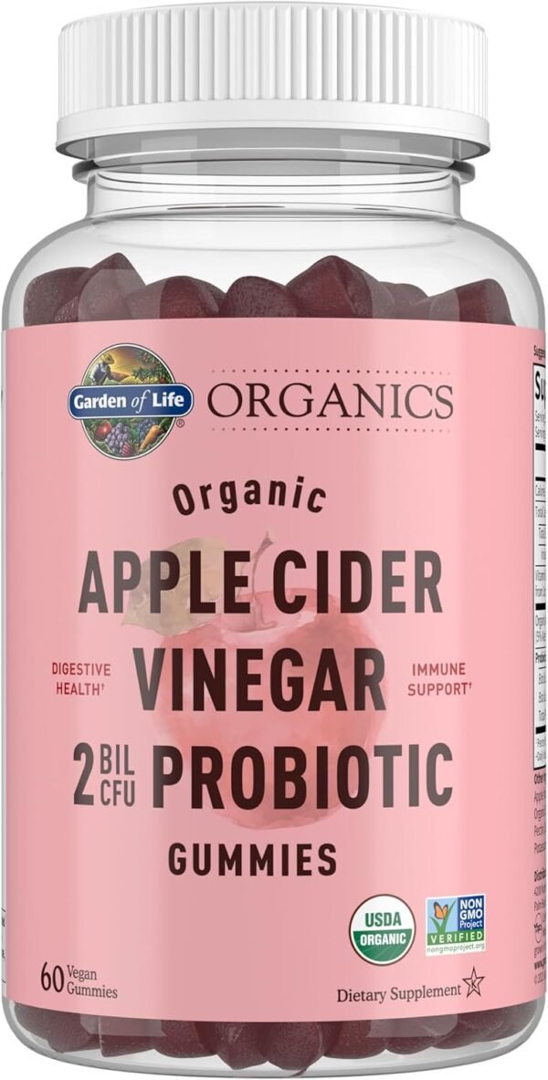 Garden of Life Apple Cider Vinegar Probiotic Gummies USDA Organic ACV Gummy Vitamins, 2 Billion CFUs, Whole Food Vitamin B12-60 Vegan, Non-GMO Gummies for Digestion & Immunity - Image 2
