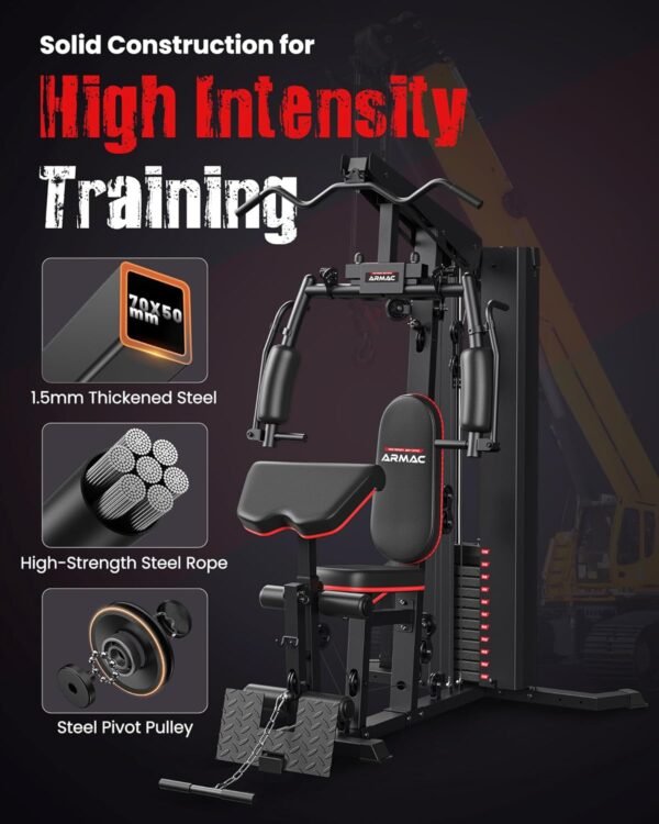 Home Gym, Multifunctional Home Gym Equipment for Leg Press, 150LBS Weight Stack Machine, Workout Station with Pulley System for Full Body Training - Image 3