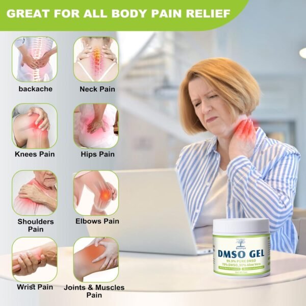 DMSO Gel with Aloe Vera, DMSO Gel 99.9 Pure for Pain Relief, DMSO Pharmaceutical Grade, Muscle & Joint Comfort, Relieve Inflammation, Reduces Swelling, Low Odor, Non-Gresay, 5 Oz - Image 5