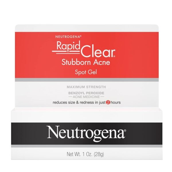 Neutrogena Rapid Clear Stubborn Acne Spot Treatment Gel with Maximum Strength 10% Benzoyl Peroxide Acne Treatment Medication, Pimple Cream for Acne Prone Skin Care, 1 oz - Image 2