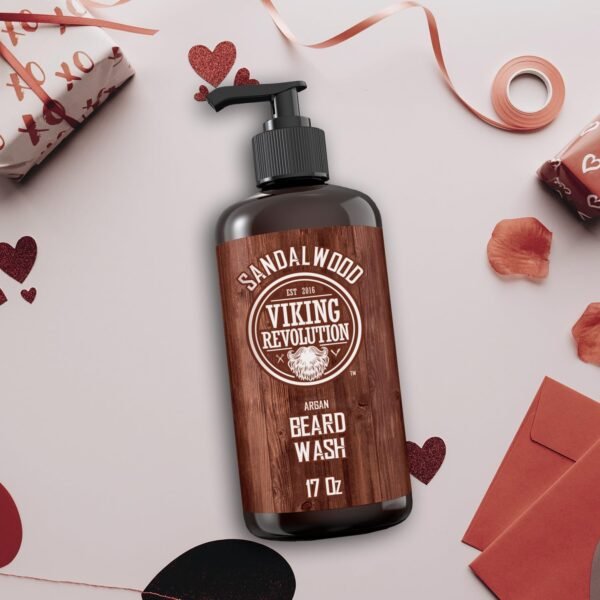 Viking Revolution Beard Wash Shampoo w/Argan & Jojoba Oils - Softens & Strengthens - Sandalwood Scent - Beard Shampoo w/Beard Oil (17 oz Shampoo) - Image 4