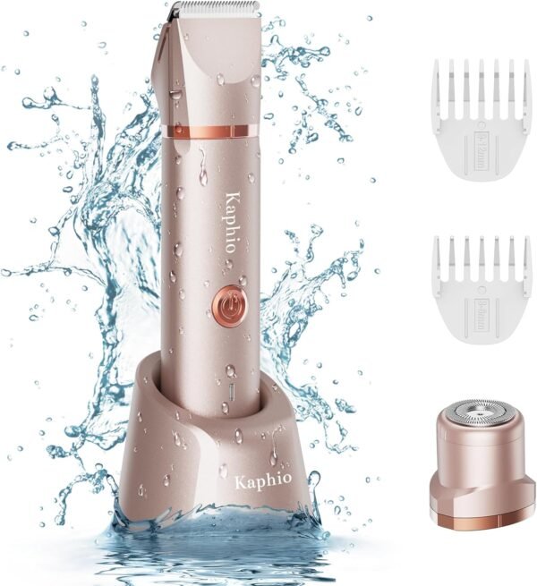 Bikini Trimmer for Women Pubic Hair: 2 in 1 Eletctric Razors for Women - Rechargeable Eletctric Shaver for Women - IPX7 Waterproof Bikini Trimmer for Underarm Leg Arm Body face (Rose Gold) - Image 2