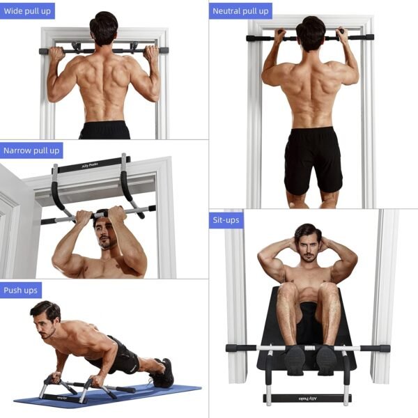 Ally Peaks Pull Up Bar for Doorway | Thickened Steel Max Limit 440 lbs Upper Body Fitness Workout Bar| Multi-Grip Strength for Doorway | Indoor Chin-Up Bar Fitness Trainer for Home Gym Portable - Image 7