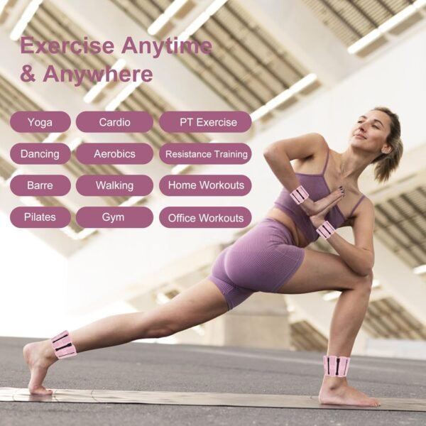 Pilates Wrist & Ankle Weights for Women, Wearable Wrist Weights& Leg Weights Set of 2(1Lbs Each) Adjustable Ankle Weights for Walking,Yoga, Dance, Pilates, Pool Exercises and Gym - Image 6