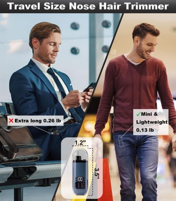 Nose Hair Trimmer for Men, 2024 Rechargeable Trimmer, Painless Eyebrow Facial Hair Shaver, LED Display Nose Clipper, Waterproof Dual Edge Blades Clipper for Easy Cleaning - Image 8