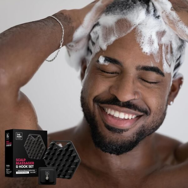 The Man Silicone Scalp Scrubber & Hook - Head Massager & Hair Brush for Men - Scalp Scrubber Exfoliator for Washing Hair - Reduces Dandruff & Stimulates Hair Growth - Men Shower Hair Brush (1 Set) - Image 6