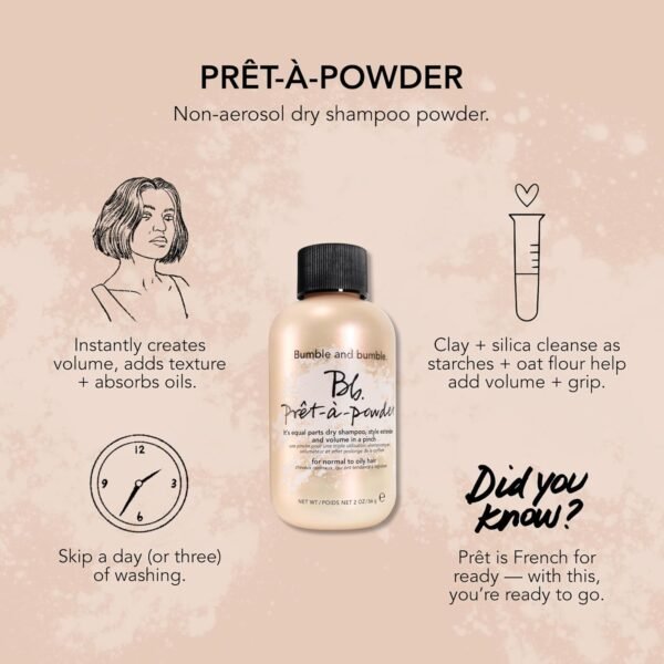 Bumble and bumble. Prêt-à-powder Dry Shampoo Powder | Adds Volume, Texture + Absorbs Oil | Non-Aerosol | Wavy + Straight - Image 6