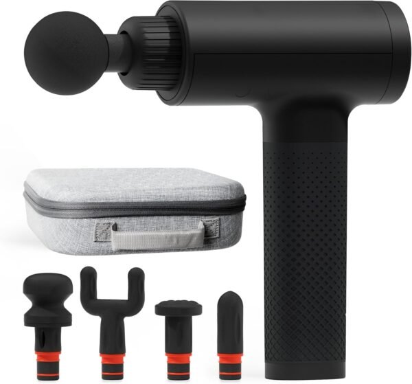 Sharper Image Powerboost Massage Gun Version 3.0-5 Attachments, Quiet Motor, Ergonomic, 6-Speed Lightweight Percussion Massager, Deep Tissue Full Body Muscle Recovery for Pain - Black [Exclusive] - Image 2