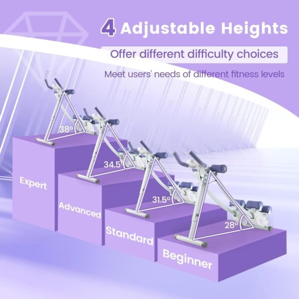 GYMAX Ab Machine, Adjustable Ab Workout Equipment with Independent Slider, LCD Monitor & Foam Cushion, Folding Abdominal Trainer Crunch for Men Women Adults Fitness Lose Weight Home Gym (Purple) - Image 4