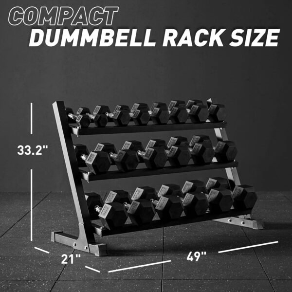 Mikolo Dumbbell Sets with Rack, Rubber Hex Dumbbells, Multiple Choices in 160/200/380/450/550LB, Hand Weights with Chrome Handle for Strength Training - Image 5