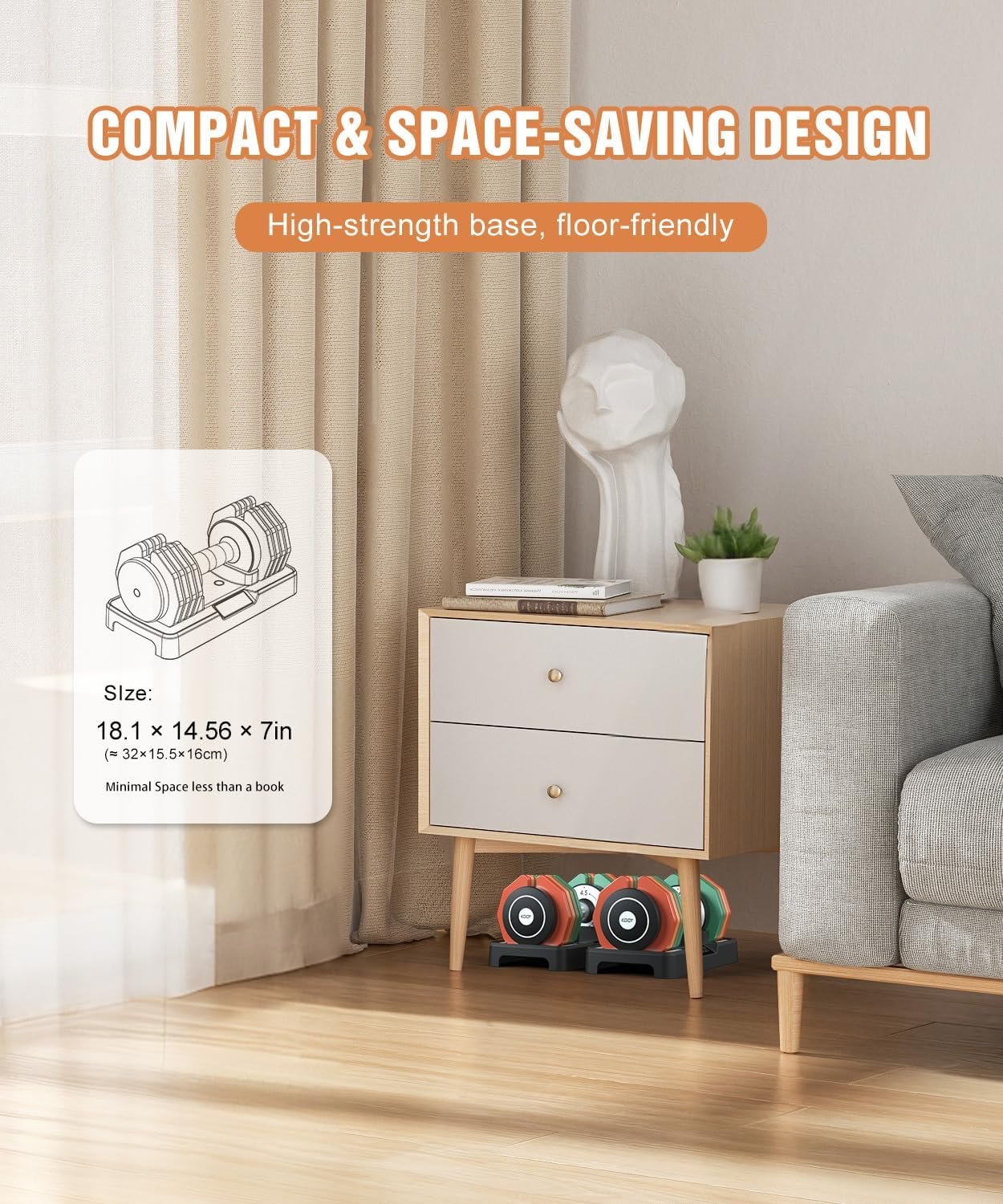 Adjustable Dumbbells Set of 2, 12.5LB/22.5LB 5 in 1 Free Adjustable Dumbbell Set with Anti-Slip Handle & Rainbow-colored Weight Plates for Home Gym, Weight Set for Women Men - Image 8