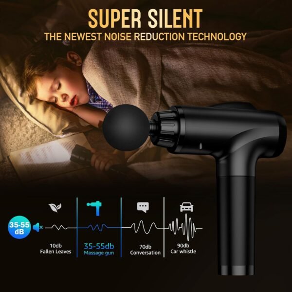 Massage Gun Deep Tissue, Handheld Electric Muscle Massager, High Intensity Percussion Massage Device for Pain Relief with 9 Attachments & 30 Speed(Black) - Image 6