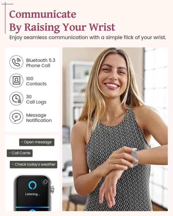 Smart Watch, 1.85" Android Smart Watches for Women, Fitness Tracker Watch with Blood Pressure/Heart Rate/Sleep Monitor, Bluetooth Smartwatch for Android/iOS Phones, Fitness Watch for Women (3 Bands) - Image 4